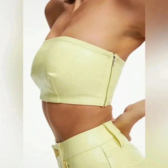 Good American Faux Leather Bandeau Top, Key Lime. Size 2. NEW WITH TAGS! - Picture 2 of 16